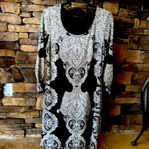 Black and white INC International Concepts printed shift dress. Size Medium.